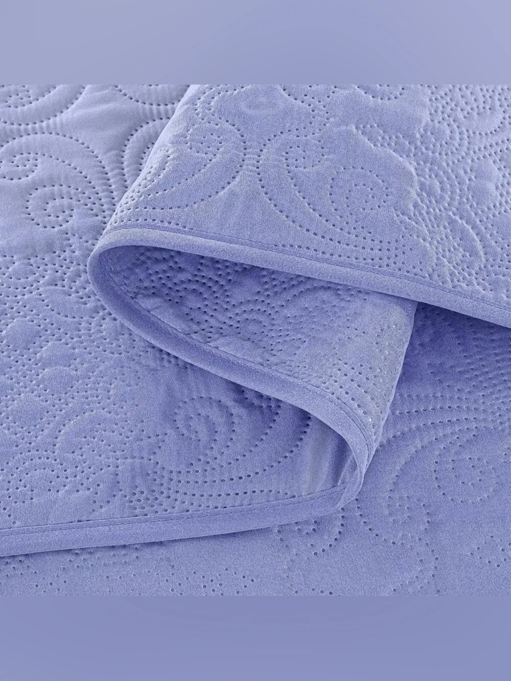 Lavender Quilted king 3 piece Bedspread Set - Soft Floral Embossed Design
